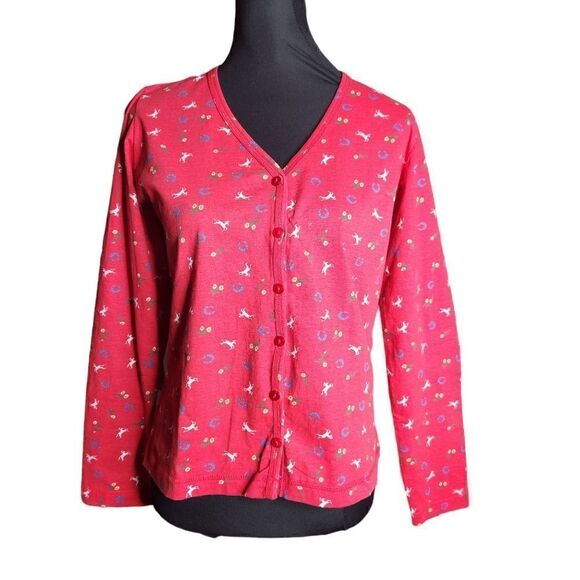 Roper Five Star Shirt Western Medium Red Cowboy Rodeo V Neck Long Sleeve - Picture 1 of 7